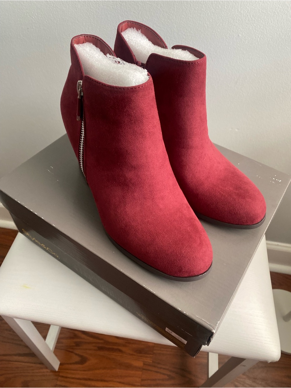 Style & Co. Burgundy Suede Ankle Booties with Side Zip